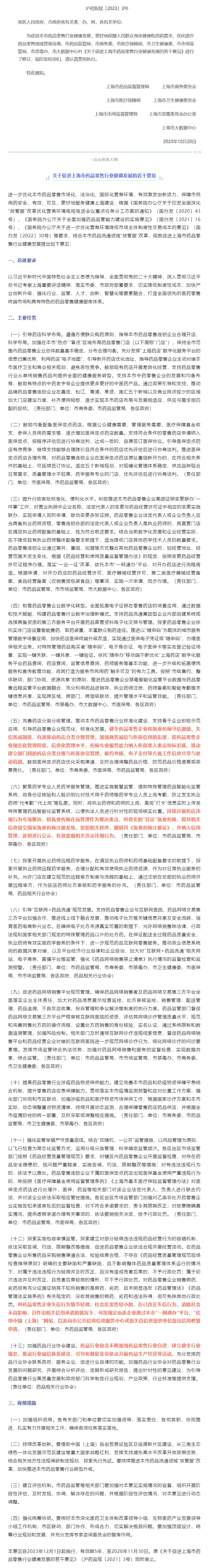 市药品监督管理局等七部门印发《关于促进上海市药品零售行业健康发展的若干意见》.jpg